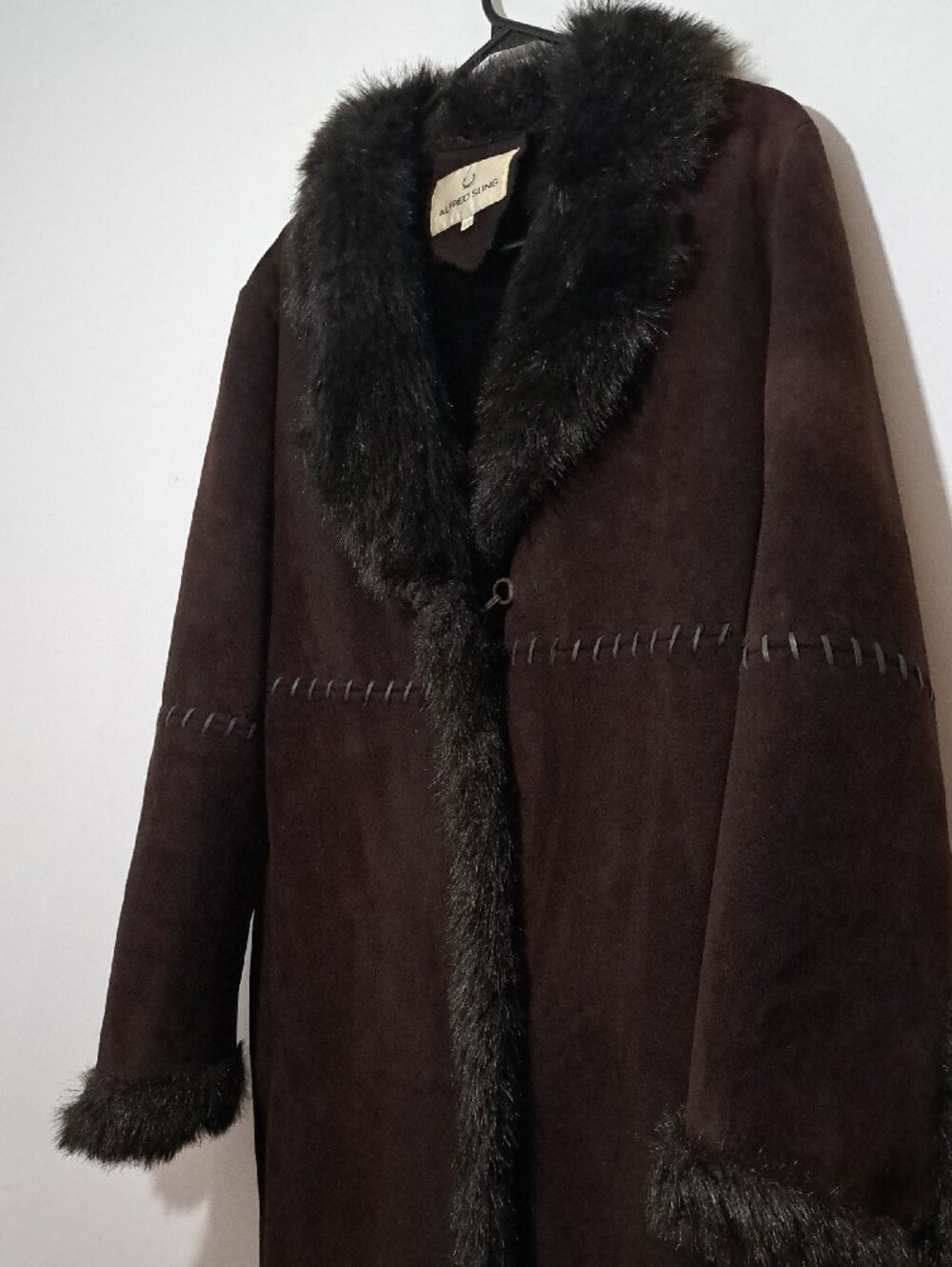 Penny Lane Dark Brown Faux Fur Trim Trench Coat